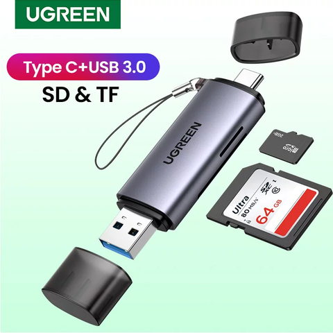 Đầu Đọc Thẻ Nhớ SD/TF USB Type C Và USB 3.0 Ugreen 50706 50704 Tốc Độ 5Gpbs Chính Hãng