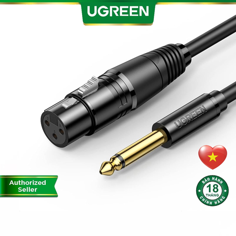 Cáp chuyển đổi từ 6.5mm sang AV Cannon (XLR) âm cho microphone, stereo, mixer, amplifier, camera Environment Ugreen AV131