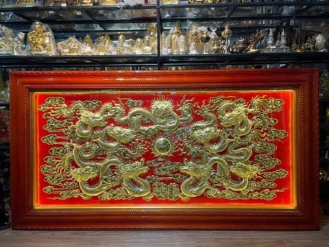 Tranh Rồng Cửu Long bằng đồng