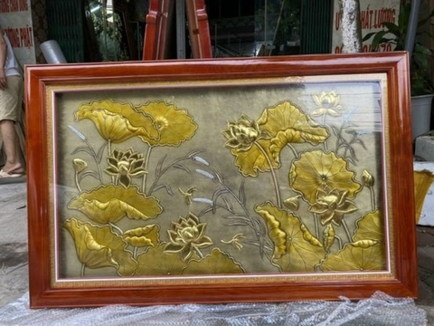 Tranh Thờ Hoa Sen Bằng Đồng