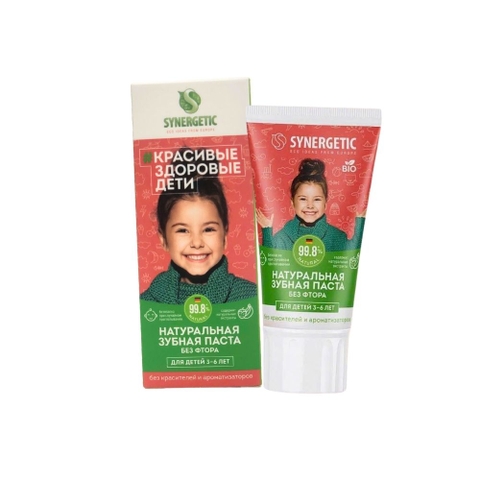 Kem đánh răng thiên nhiên SYNERGETIC vị dây tây & chuối 50G (3-6 tuổi)