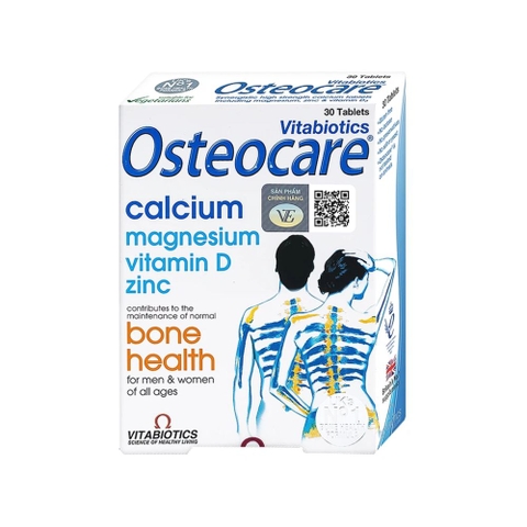 Viên uống Osteocare Calcium VITABIOTICS bổ sung Canxi, Magie, VitD, Kẽm (Hộp 30 viên)
