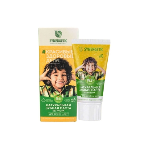 Kem đánh răng thiên nhiên SYNERGETIC vị dâu tây & chuối 50G ( 3 - 6 tuổi) - Bé Trai