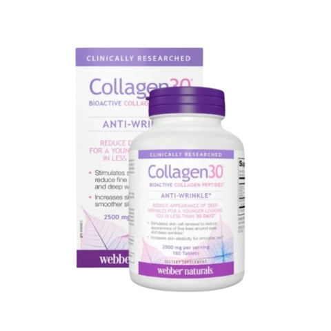 Viên uống Collagen30 H/180v WEBBER NATURALS Collagen Peptide hoạt tính sinh học cao