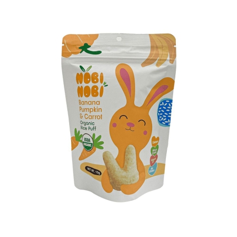 Thực phẩm bổ sung bánh gạo ăn dặm hữu cơ cho bé Nobi Nobi vị chuối, bí đỏ, cà rốt 15g