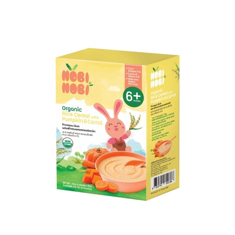 Thực phẩm bổ sung bột gạo ăn dặm hữu cơ Nobi Nobi vị bí đỏ, cà rốt 120g
