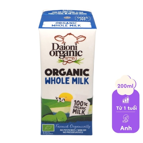 Sữa hữu cơ nguyên kem Daioni Organic 200ml