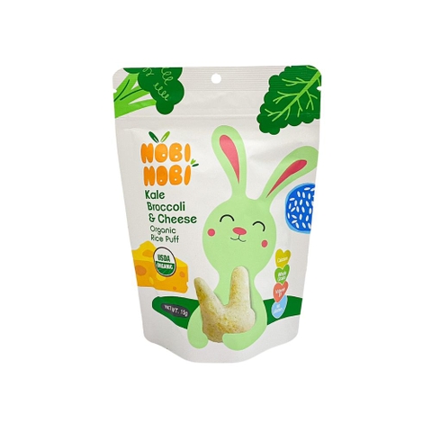 Thực phẩm bổ sung bánh gạo ăn dặm hữu cơ cho bé Nobi Nobi vị cải xoăn, súp lơ, phô mai 15g