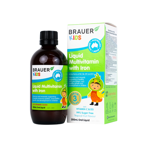 Siro Multivitamin + Iron H/200ml BRAUER tăng đề kháng và sức khỏe cho trẻ 3+