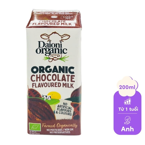Sữa hữu cơ tách béo vị Chocolate Daioni Organic 200ml