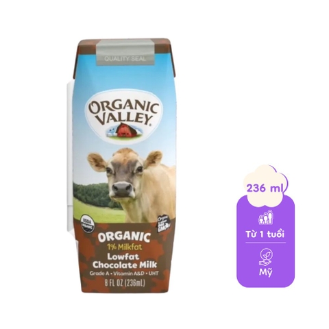 Sữa hữu cơ tách béo vị Chocolate Organic Valley 236 ml