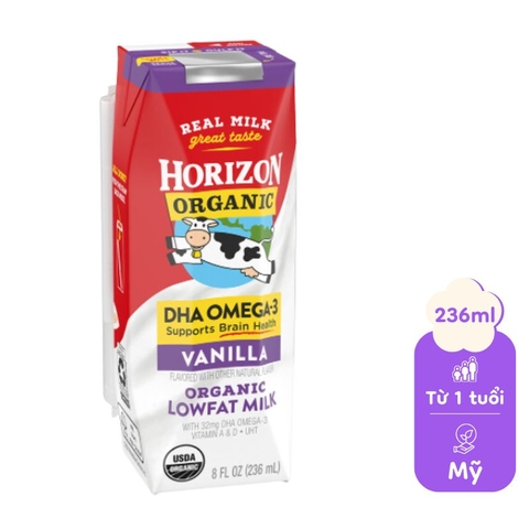 Sữa tươi hữu cơ Horizon DHA Omega3 Vani 236ml -Mỹ
