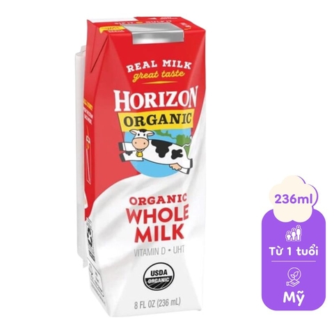 Sữa tươi hữu cơ Horizon nguyên kem D3 236ml - Mỹ