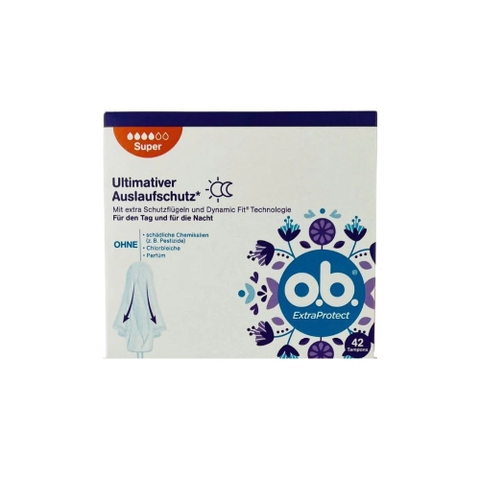 Tampons o.b. Extra Protect T Super 4 giọt có cánh chống tràn ngày và đêm, thấm hút tuyệt đỉnh 42st