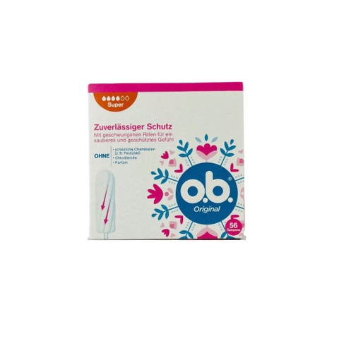 Tampons O.B Original Super 4 giọt mềm mịn thấm hút tốt, 56St