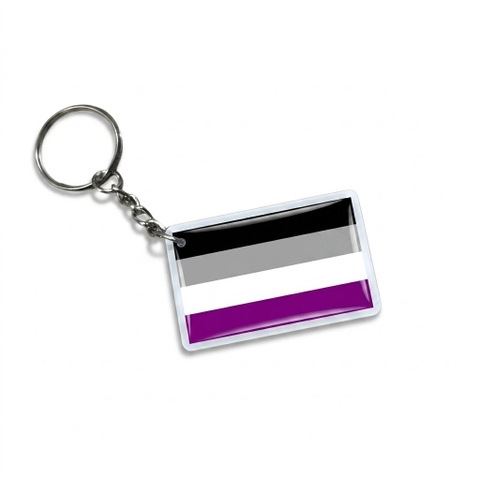 Móc Khóa LGBT Asexual Vô Tính hình chữ nhật nhựa dẻo