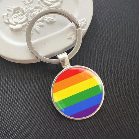 Móc Khóa Kim Loại Tròn Pride Flag – Nhiều Mẫu Cờ LGBT+