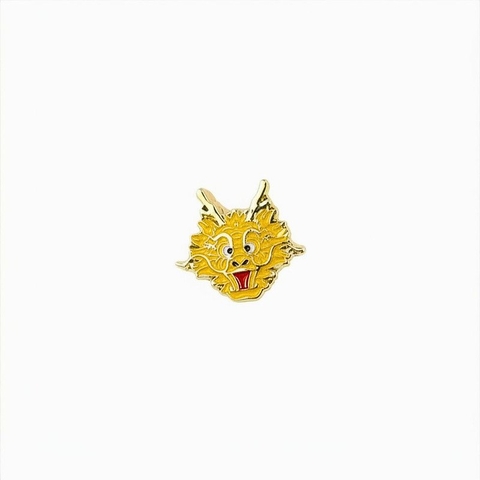 Ghim Cài Áo Hình Đầu Rồng Vàng May Mắn - Pin Cài Balo Kim Loại Dragon Enamel Pin Chuẩn Pro9x