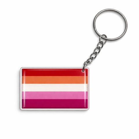 Móc khóa LGBT Lesbian hình chữ nhật nhựa dẻo