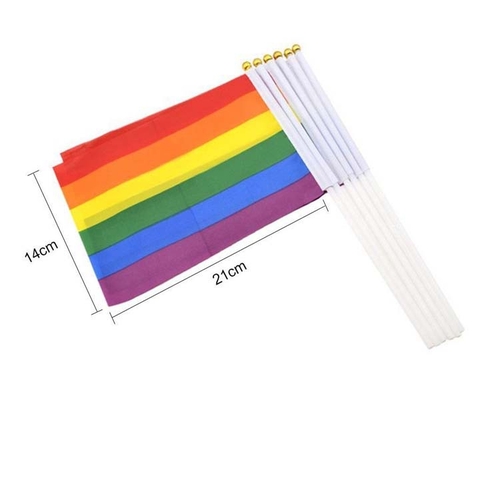 Cờ LGBT Lục Sắc Cầm Tay 14x21 cm