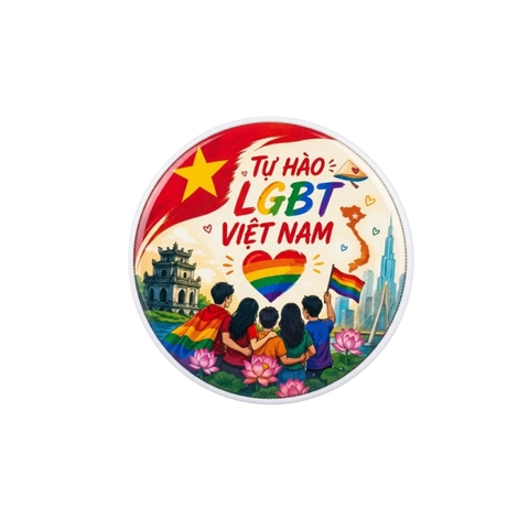 Huy Hiệu Tròn 44mm - Thiết Kế Pride LGBT Việt Nam Độc Đáo