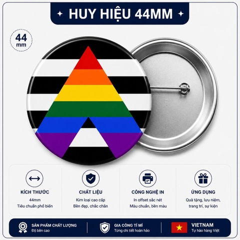Huy Hiệu LGBT Ally lá cờ của đồng minh 44mm