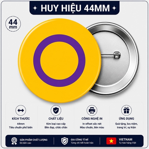 Huy Hiệu LGBT Liên giới tính (Intersex Flag) 44mm
