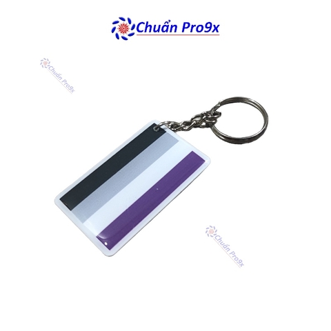Móc Khóa LGBT Asexual Vô Tính hình chữ nhật nhựa dẻo