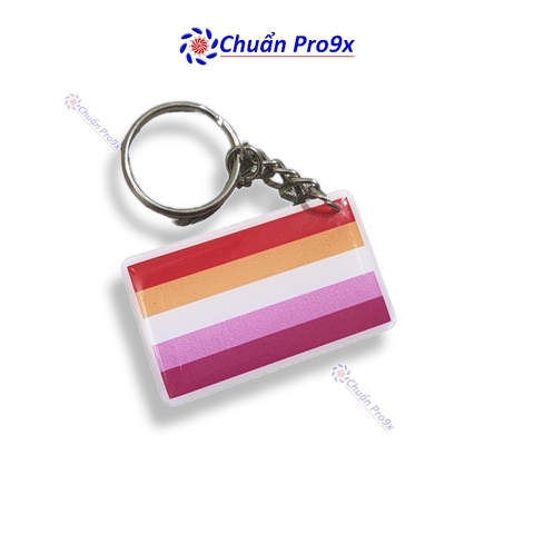 Móc khóa LGBT Lesbian hình chữ nhật nhựa dẻo