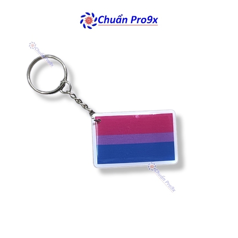 Móc khóa LGBT BISEXUAL hình chữ nhật nhựa dẻo