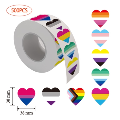 500 sticker LGBT trái tim đa sắc