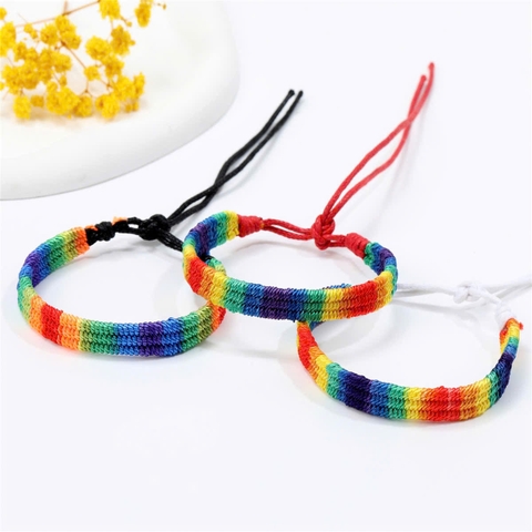 Vòng tay LGBT lục sắc cầu vồng dây bện