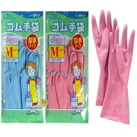 Găng tay cao su Pocket size M -xanh/hồng