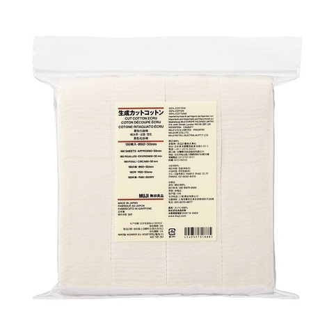 Bông tẩy trang Muji 180 miếng organic
