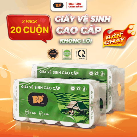 Combo 2 Bịch Giấy Vệ Sinh BP Tissue 10 Cuộn Dày 3 Lớp Cao Cấp Mềm Mịn An Toàn Lành Tính Dịu Nhẹ