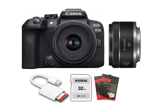 Canon EOS R10 + Kèm Kit Lens 18-45mm + RF 50mm f/1.8 STM (Chính hãng)