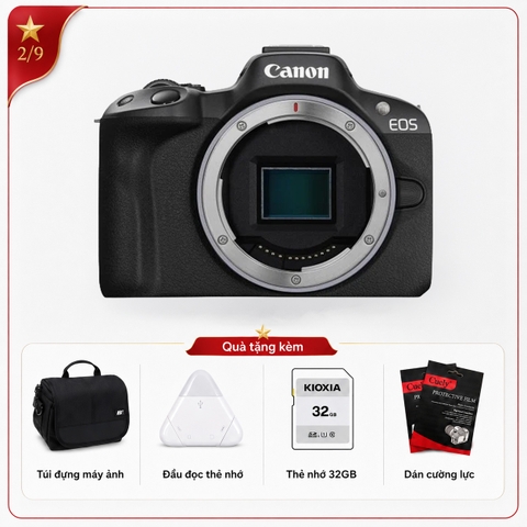 Canon EOS R50 Mới 100% – (Tặng Thẻ 32GB, Dán Màn Hình, Đầu Đọc Thẻ)