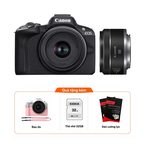 Canon EOS R50 + Kèm Kit Lens 18-45mm + RF 50mm f/1.8 STM (Chính hãng)