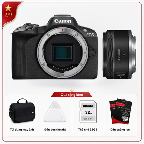 Canon EOS R50 + Lens Canon RF 50mm f/1.8 STM (Chính hãng)