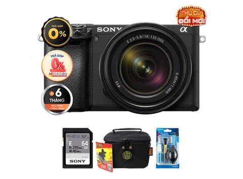 Sony a6400 + Kèm Kit Lens 18-135mm (Chính hãng) (Thẻ Nhớ 64GB + Túi Máy Ảnh + Bộ Vệ Sinh)