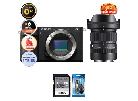 Sony A6700 + Kèm Lens Sigma 18-50mm f/2.8 (Chính hãng) (Thẻ Nhớ 64GB + Bộ Vệ Sinh)