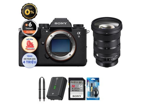 Sony A9 III + Sigma 24-70mm f/2.8 II (Chính hãng) (Pin + Thẻ Nhớ 64GB + Dây Đeo + Bộ Vệ Sinh)