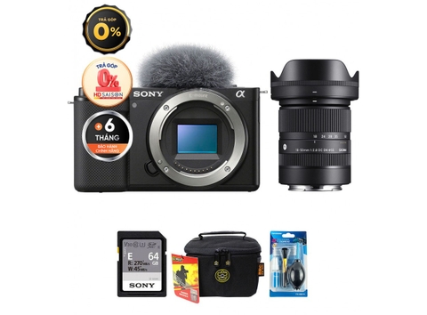 Sony ZV-E10 + Kèm Lens Sigma 18-50mm f/2.8, Black (Chính hãng)