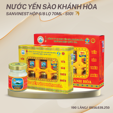 Nước Yến Khánh Hòa Lọ 70ml - Hộp 6 lọ & Hộp 8 lọ