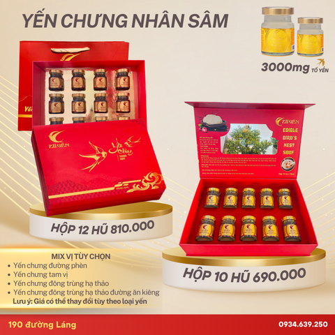 Yến sào chưng sẵn  nhân sâm 3000mg Tổ Yến