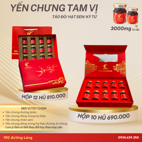 Yến Sào chưng sẵn  tam vị 3000mg Tổ Yến
