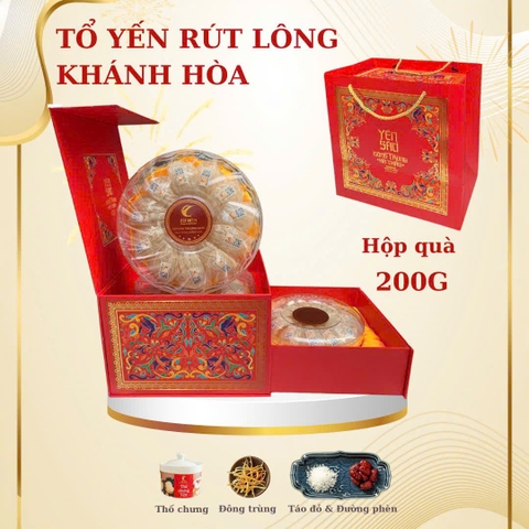 Hộp quà yến sào rút lông Khánh Hòa - 200g