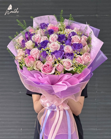 Tím Mơ - Bó Hoa Hồng Tone Tím