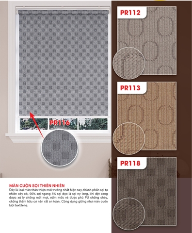 Màn cuốn sợi thiên nhiên PR112 PR113 PR116 PR118