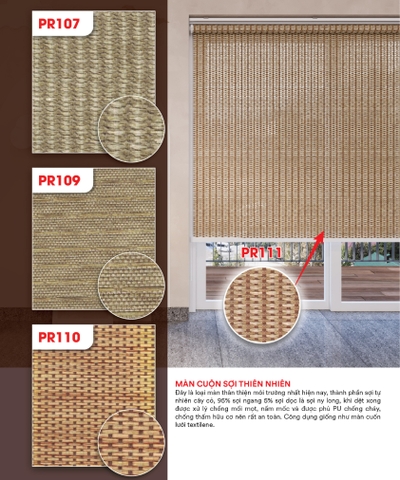Màn cuốn sợi thiên nhiên PR107 PR109 PR110